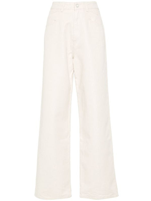 high-waisted straight-leg jeans